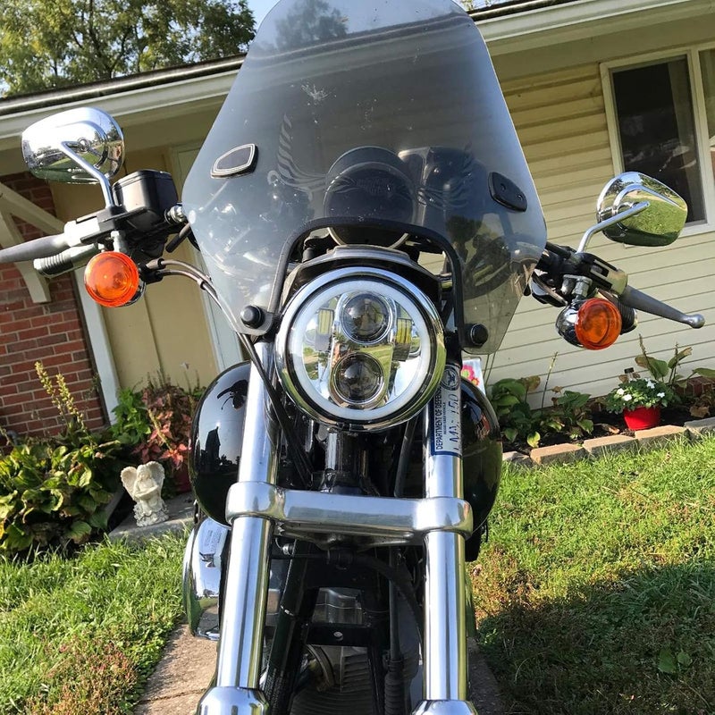 ZZJAUBI Chrome Motorcycle Headlight, 5-3/4inch Round Projector Headlight with White DRL compatible with XL883N/FLSTS/XG750/FXDWG/XL1200V - Image 5